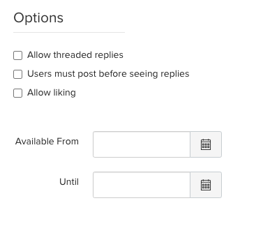 Screenshot of the options on the discussion settings page. 