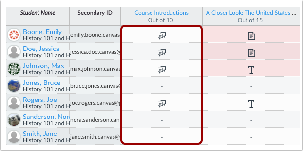 canvas gradebook differentiated assignments